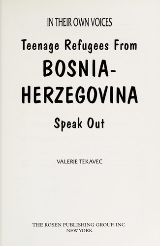 Teenage Refugees from Bosnia-Herzegovina Speak Out cover