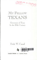 My Fellow Texans: Governors of Texas in the 20th Century cover