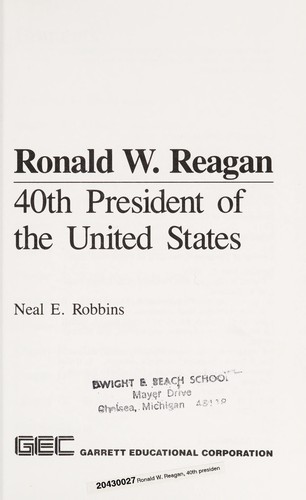 Ronald W. Reagan: 40th President of the United States cover