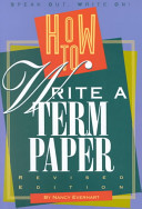 How to Write a Term Paper (Revised Edition) cover