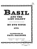 Basil and the Lost Colony cover
