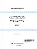 Christina Rossetti: Poet cover
