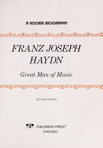 Franz Joseph Haydn: Great Man of Music cover
