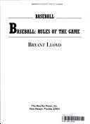 Baseball: Rules of the Game cover