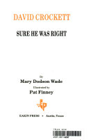 David Crockett: Sure He Was Right cover