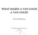 What Makes a Van Gogh a Van Gogh? cover