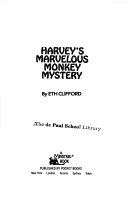 Harvey's Marvelous Monkey Mystery cover