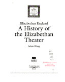 A History of the Elizabethan Theater cover