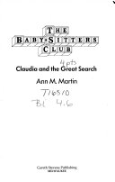 Claudia and the Great Search cover