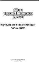 Mary Anne and the Search for Tigger cover