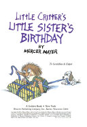 Little Critter's Little Sister's Birthday cover